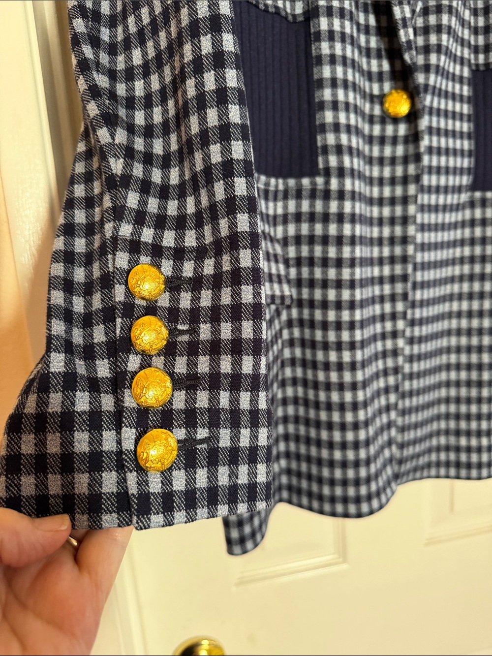 Cabi Navy & White Gingham Blazer Jacket - Picture 4 of 4
